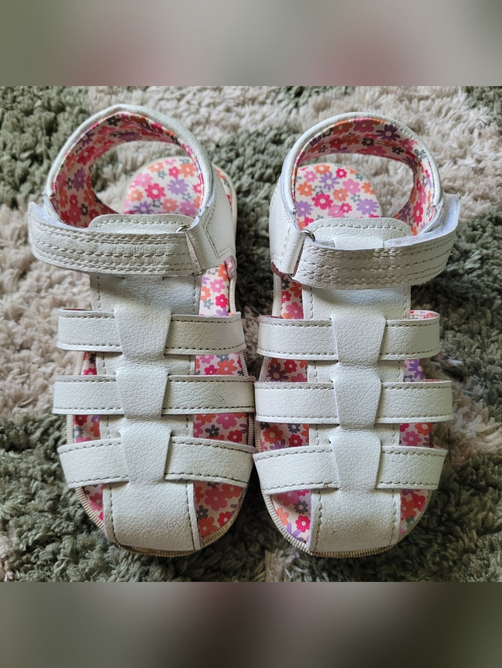 wonder nation White Girls Floral-Insole Fisherman Sandals